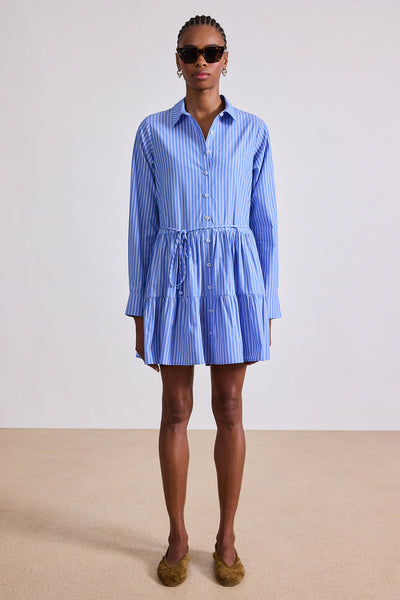 apiece apart shirt dress Apiece Apart Apiece Apart- Alessandra Sarong Shirt Dress- Pina Stripes Cream & Navy
